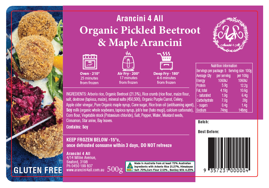 Organic Beetroot & Maple Arancini